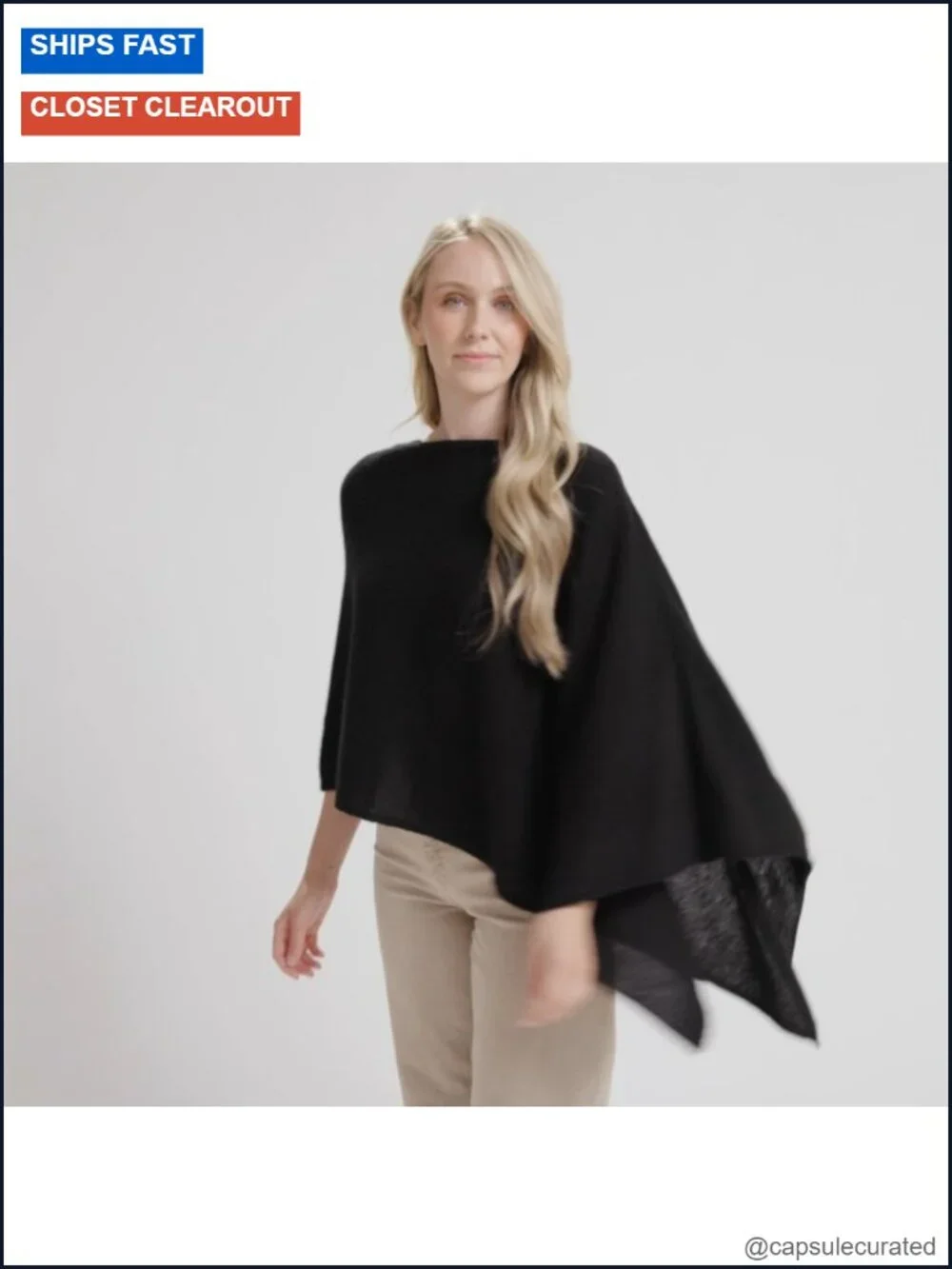 100% Cashmere Dress Topper Poncho Wrap Cape Shawl